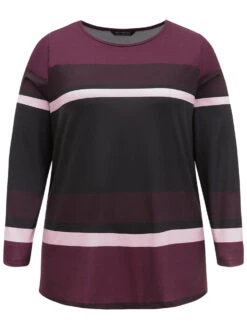 Striped Colorblock Contrast Round Neck T-shirt -Bloomchic Shop 6037675 rk