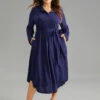 Graphic Jacquard Shirt Collar Belted Dress -Bloomchic Shop 604536451 nm