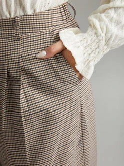 Gingham Plicated Detail Elastic Waist Pants 13 Gingham Plicated Detail Elastic Waist Pants -Bloomchic Shop 604741873 qi