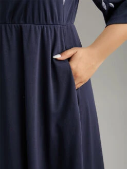 Silhouette Floral Print Embroidered Elastic Waist Dress -Bloomchic Shop 605240029 sb