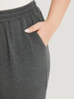 Letter Patched Flap Pocket Bowknot Elastic Waist Sweatpants -Bloomchic Shop 60532180 je