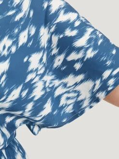 Batik Print Ruffle Sleeve Pocket Elastic Waist Jumpsuit -Bloomchic Shop 606674463 zv