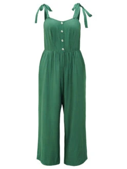 Solid Button Detail Pocket Elastic Waist Knotted Shoulder Jumpsuit -Bloomchic Shop 60973235 nu ea16dbfe fc62 4722 a591 d22e9fa49511