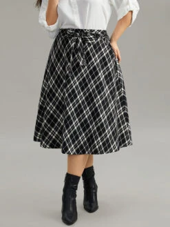 Plaid Elastic Waist Knot Ties Skirt 14 Plaid Elastic Waist Knot Ties Skirt -Bloomchic Shop 60986367 ak