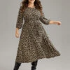 Leopard Elastic Waist Belted Round Neck Dress 2 Leopard Elastic Waist Belted Round Neck Dress -Bloomchic Shop 610260981 ed