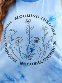 Floral & Letter Print Asymmetrical Hem Tie Dye Tank Top -Bloomchic Shop 611556450 tc