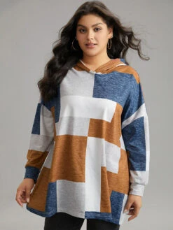 Colorblock Contrast Hooded Drop Shoulder Sweatshirt -Bloomchic Shop 611860620 eq