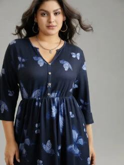 Butterfly Print Notched Elastic Waist Button Detail Dress 14 Butterfly Print Notched Elastic Waist Button Detail Dress -Bloomchic Shop 612025152 lu d3829841 160e 4498 92b3 883808b4d419