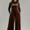 Plain Velvet Spaghetti Strap Pocket Jumpsuit -Bloomchic Shop 612996752 wg b498ce3a ef32 4e06 9abd 18c1162087be