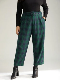 Plaid Pocket Eyelet Belted Pants 13 Plaid Pocket Eyelet Belted Pants -Bloomchic Shop 613423249 hm