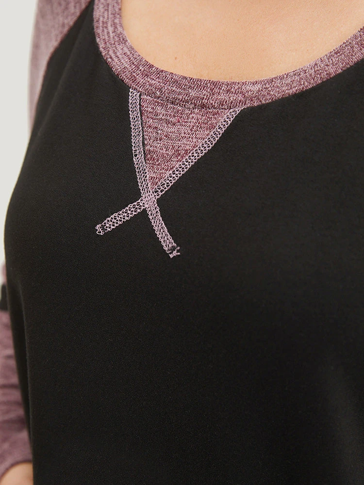 Striped Contrast Pocket Raglan Sleeve High Low Hem Sweatshirt 8 Striped Contrast Pocket Raglan Sleeve High Low Hem Sweatshirt - Image 6