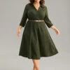 Waffle Knit Button Detail Lapel Collar Dress -Bloomchic Shop 616952621 xn
