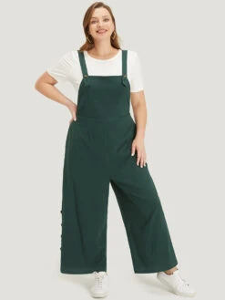 Solid Button Detail Pocket Adjustable Straps Cami Jumpsuit -Bloomchic Shop 620395438 wy