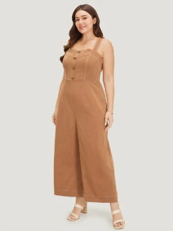 Solid Button Detail Pocket Stitch Zipper Cami Jumpsuit -Bloomchic Shop 620622604 av 5152b455 0e4c 4b10 a0ec 4a057d149df0