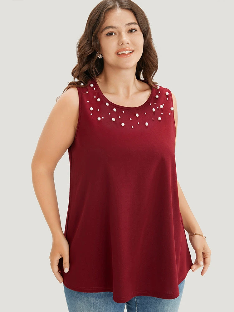 Solid Pearl Beaded Tank Top 5 Solid Pearl Beaded Tank Top - Image 3