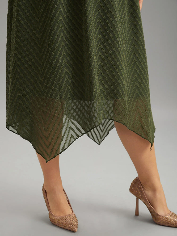 Plain Textured V Neck Hanky Hem Dress 9 Plain Textured V Neck Hanky Hem Dress - Image 7