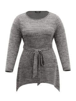 Solid Heather Belted Hanky Hem T-shirt -Bloomchic Shop 622767164 go 3cf96e6e 9b94 4d85 a097 f86367578a09