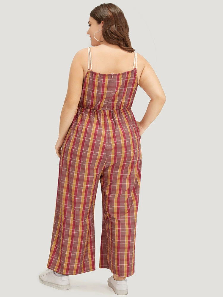Plaid Print Tassels Knotted Pocket Cami Jumpsuit 6 Plaid Print Tassels Knotted Pocket Cami Jumpsuit - Image 4