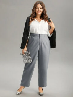 Plain Heather Texture Elastic Waist Pocket Pants 9 Plain Heather Texture Elastic Waist Pocket Pants -Bloomchic Shop 625244283 rx