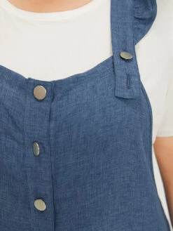 Plain Pocket Button Through Ruffle Trim Overall Jumpsuit -Bloomchic Shop 625308013 zv