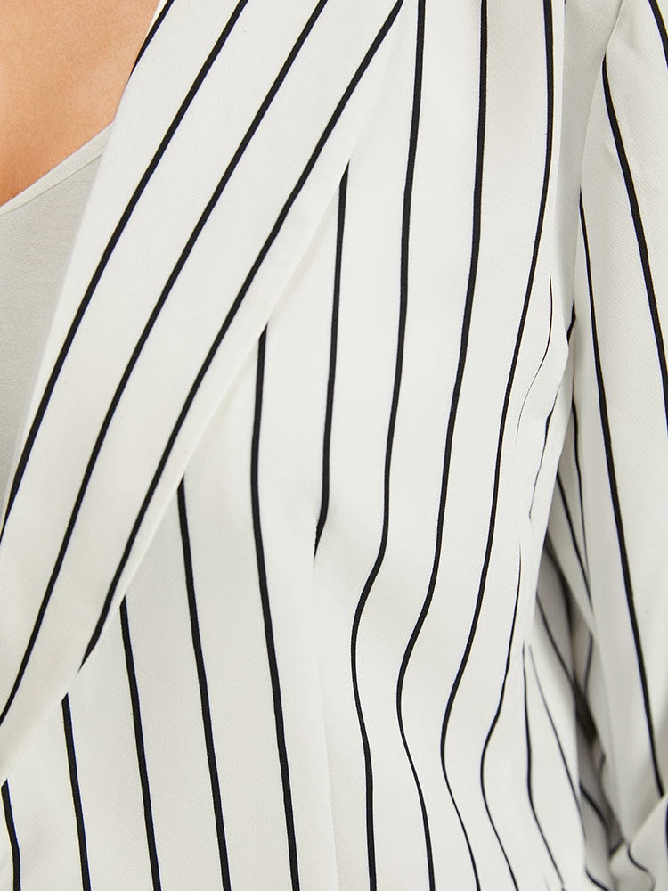 Striped Pocket Gathered Lapel Collar Blazer 10 Striped Pocket Gathered Lapel Collar Blazer - Image 8