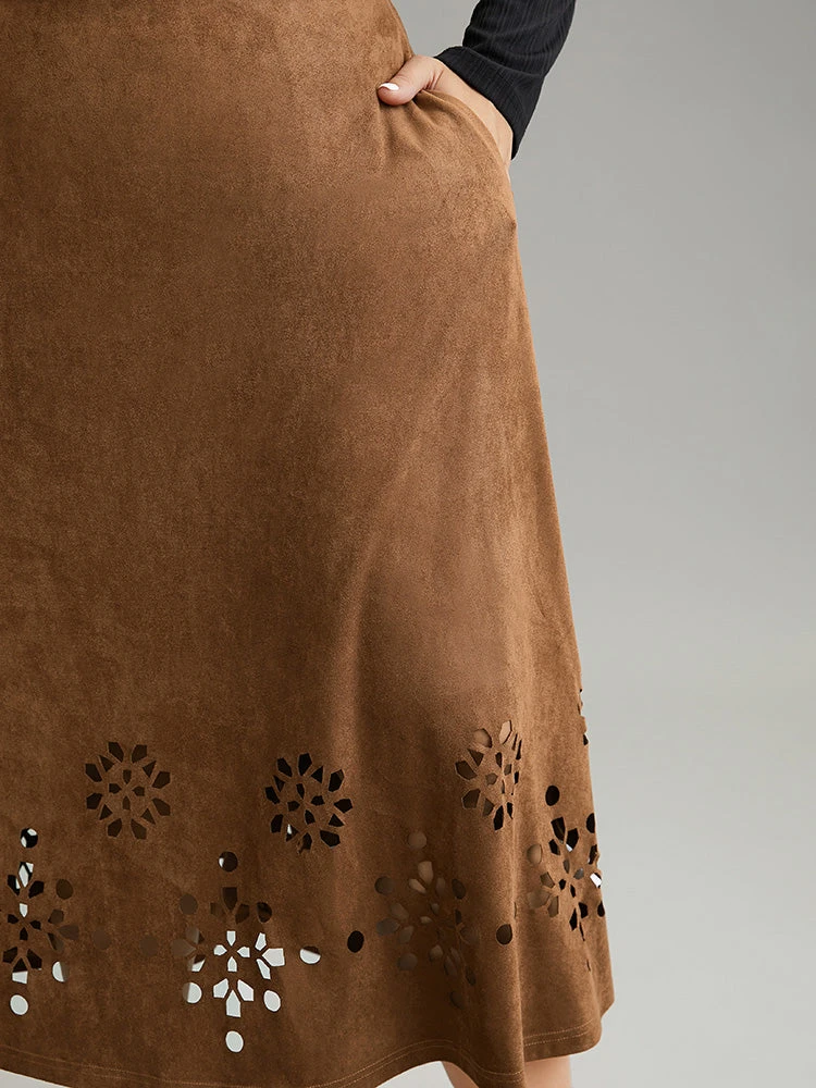 Plain Elastic Waist Pocket Laser Cut Skirt 7 Plain Elastic Waist Pocket Laser Cut Skirt - Image 5
