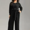 Polka Dot Belted Pocket Elastic Waist Jumpsuit -Bloomchic Shop 633851400 dl
