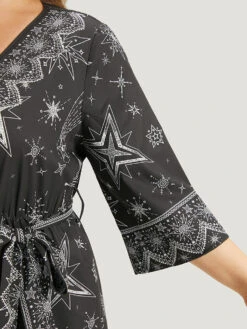 Halloween Star Print Belted V Neck Jumpsuit 15 Halloween Star Print Belted V Neck Jumpsuit -Bloomchic Shop 634389628 jv