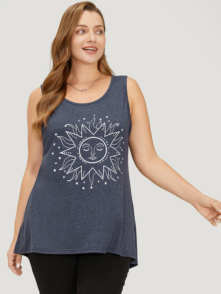 Sun Print High Low Hem Tank Top 4 Sun Print High Low Hem Tank Top - Image 2