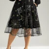 Moon & Star Mesh Embroidered Pocket Skirt -Bloomchic Shop 638491584 el