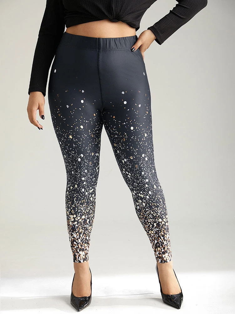 Christmas Ombre Snowflake Elastic Waist Skinny Leggings 3 Christmas Ombre Snowflake Elastic Waist Skinny Leggings