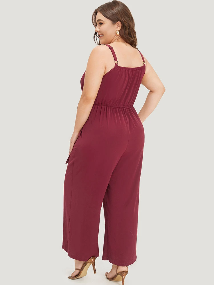 Plain Surplice Neck Twist Front Cami Jumpsuit 6 Plain Surplice Neck Twist Front Cami Jumpsuit - Image 4