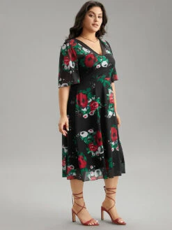 Floral Mesh Patchwork Elastic Waist Dress -Bloomchic Shop 639880229 jj f3a31c01 a355 49a3 95ea 6bc792e8ed15