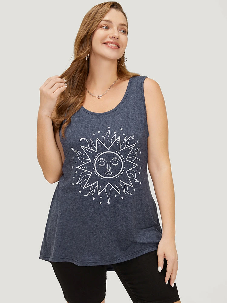 Sun Print High Low Hem Tank Top 6 Sun Print High Low Hem Tank Top - Image 4