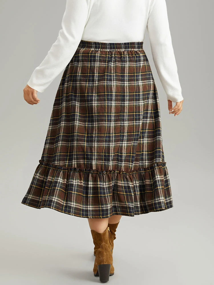 Plaid Pocket Ruffle Layered Hem Skirt 4 Plaid Pocket Ruffle Layered Hem Skirt - Image 2