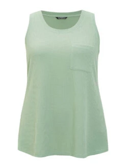 Solid Patched Pocket Waffle Knit Tank Top -Bloomchic Shop 643339615 al