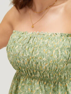 Ditsy Floral Frill Trim Tassels Hem Shirred Off Shoulder Blouse 22 Ditsy Floral Frill Trim Tassels Hem Shirred Off Shoulder Blouse -Bloomchic Shop 64565006 zl