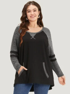 Striped Contrast Pocket Raglan Sleeve High Low Hem Sweatshirt 36 Striped Contrast Pocket Raglan Sleeve High Low Hem Sweatshirt -Bloomchic Shop 6462330 ru 2747ae94 d1f4 4f10 98a2 64cd53c3db62