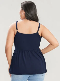 Solid Embroidered Ruffle Hem Cami Top -Bloomchic Shop 647396227 qx