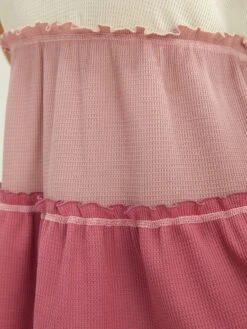 Colorblock Contrast Frill Trim Ruffle Tiered Waffle Knit Tank Top -Bloomchic Shop 649685099 tt