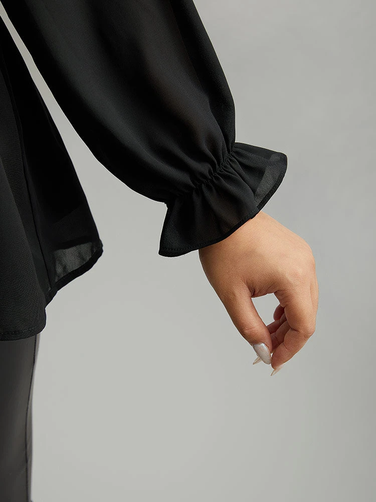 Plain Ruffles Elastic Waist Lace Patchwork Blouse 9 Plain Ruffles Elastic Waist Lace Patchwork Blouse - Image 7