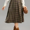 Plaid Print Pocket Elastic Waist Skirt -Bloomchic Shop 651640056 xu