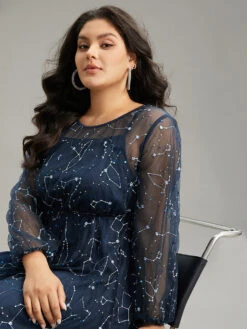 Galaxy Sequin Mesh Embroidered Patchwork Dress -Bloomchic Shop 651793360 kb