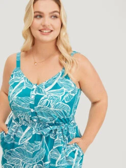 Plant Print Button Through Pocket Belt Cami Jumpsuit -Bloomchic Shop 652054006 wx 350e317f 30f1 4347 9926 c79a167a4d2b