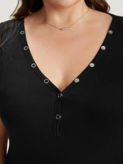 Supersoft Essentials Plain Rib Knit Button Detail Tank Bodysuit -Bloomchic Shop 652424516 ul