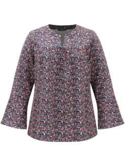 Ditsy Floral Notched Bell Sleeve Blouse 14 Ditsy Floral Notched Bell Sleeve Blouse -Bloomchic Shop 654627743 ce