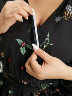 Christmas Elastic Waist Belted Wrap Blouse 18 Christmas Elastic Waist Belted Wrap Blouse -Bloomchic Shop 65499906 zp