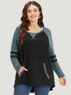 Striped Contrast Pocket Raglan Sleeve High Low Hem Sweatshirt 31 Striped Contrast Pocket Raglan Sleeve High Low Hem Sweatshirt -Bloomchic Shop 657984048 cy 648ffc45 0160 40c7 8ddf b361cca3ded1