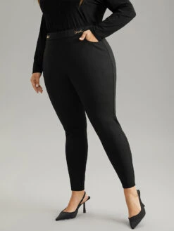 Plain Buckle Detail Slant Pocket Pants 12 Plain Buckle Detail Slant Pocket Pants -Bloomchic Shop 659306518 bu