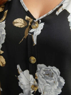 Floral Print Button Detail Tank Top -Bloomchic Shop 659471063 ql